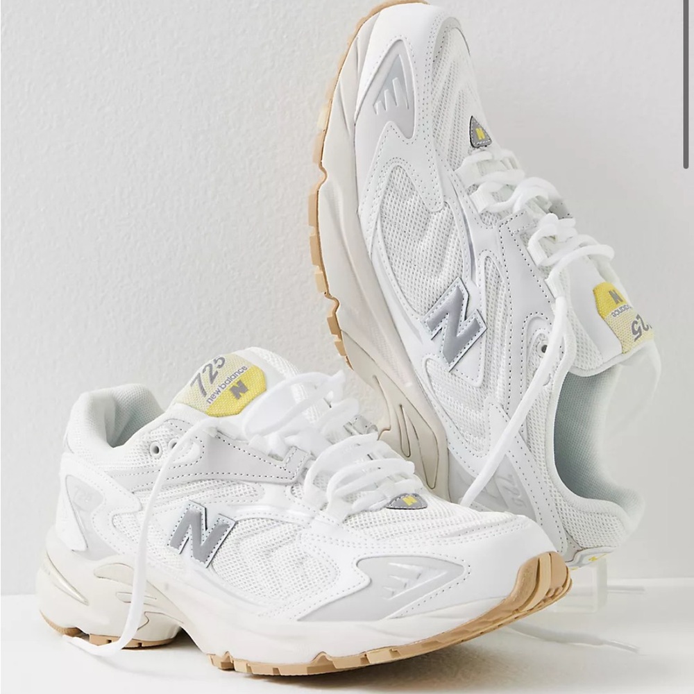 New Balance White and Silver Sneakers with Mesh Upper